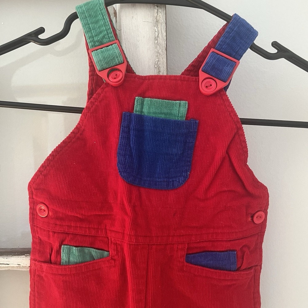 Vintage BabyCrest Cotton Color Block Overalls Size 12 Months